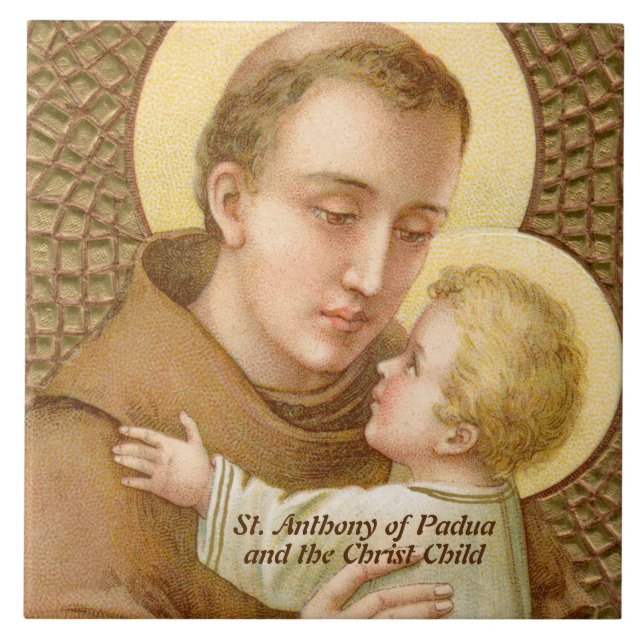 St. Anthony of Padua & the Jesus Child (JM 05) Kakelplatta (Framsidan)