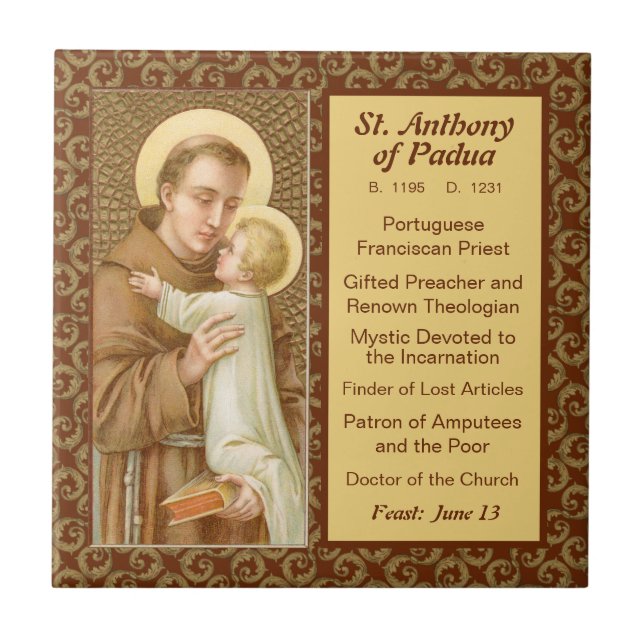 St. Anthony of Padua & the Jesus Child (JM 05) Kakelplatta (Framsidan)