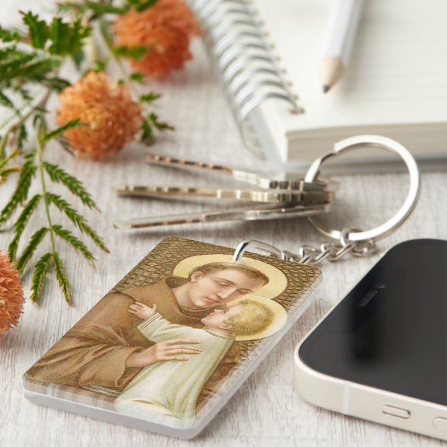 St. Anthony of Padua & the Jesus Child (JM 05) Nyckelring (Högra Framsidan)