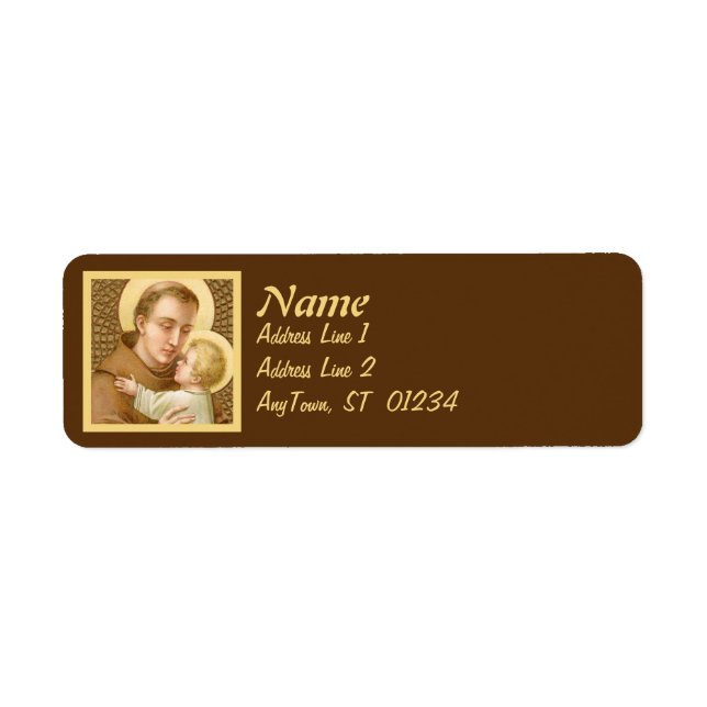 St. Anthony of Padua & the Jesus Child (JM 05) Returadress Etikett (Framsidan)