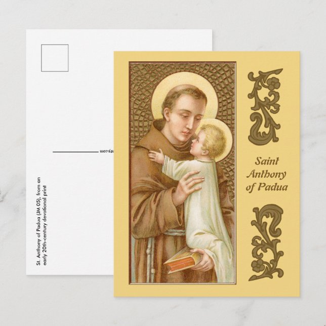 St. Anthony of Padua & the Jesus Child (JM 05) Vykort (Fram/baksida)