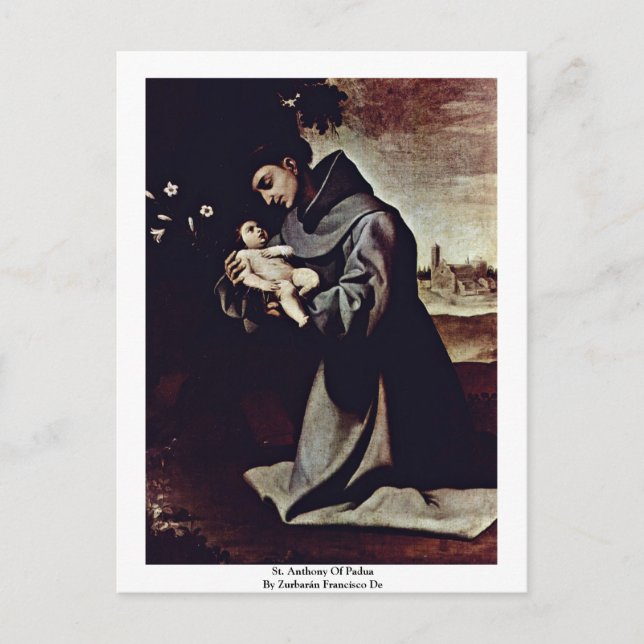 St. Anthony Padua av Zurbarán Francisco De Vykort (Framsida)