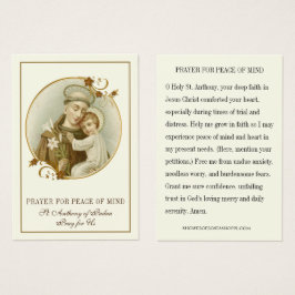 St. Anthony Prayer for Peace of Mind & Heart Visitkort