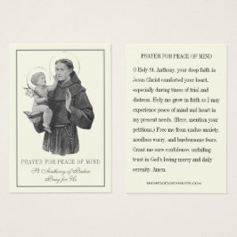 St. Anthony Prayer for Peace of Mind & Heart Visitkort