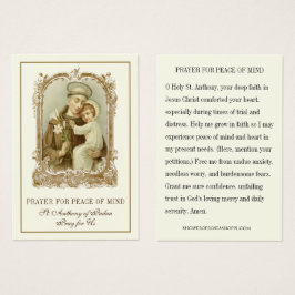 St. Anthony Prayer for Peace of Mind & Heart Visitkort