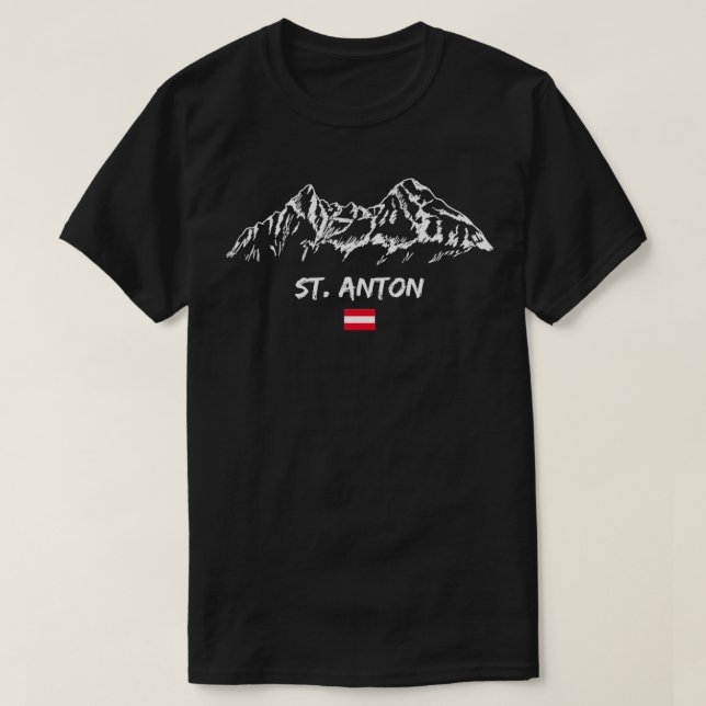 St Anton Alperna Mountain Panorama Ski Helgdag Apr T Shirt (Design framsida)