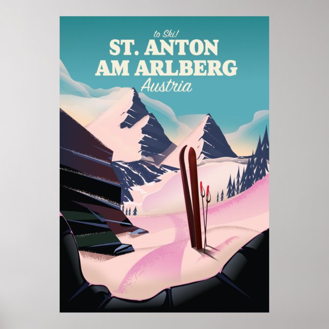 St. Anton am Arlberg skidort Österrike Poster (Framsidan)