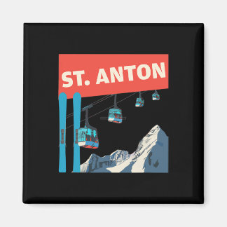 St. Anton skidåkning - Retro St. Anton skidåkning Magnet