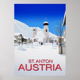 St Anton skidar semesterorten Österrike Poster