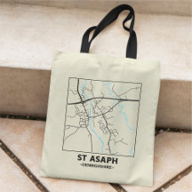 St Asaph, Denbighshire Stadskarta Totebag