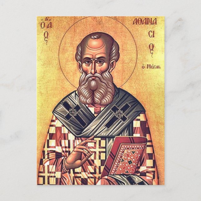 St. Athanasius, den Underbara ortodoxa kristna iko Vykort (Framsida)