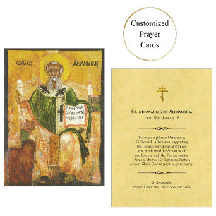 St. Athanasius ortodox Christian Prayer Card Placeringskort