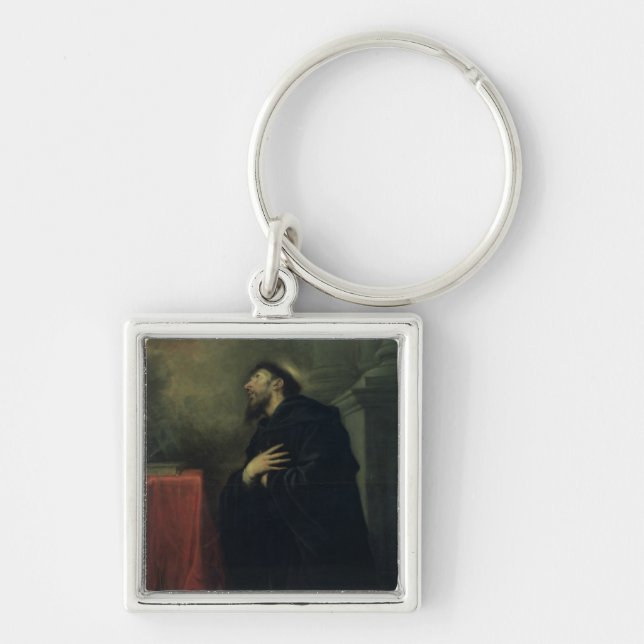 St Augustine 1663 Fyrkantig Silverfärgad Nyckelring (Framsidan)