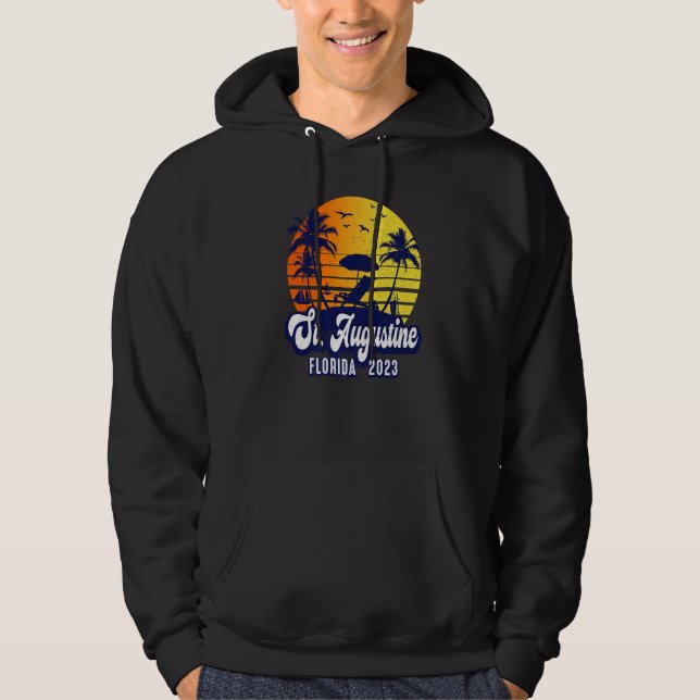St. Augustine 2023 Florida Sunset Beach Retro Prem Hoodie (Framsida)