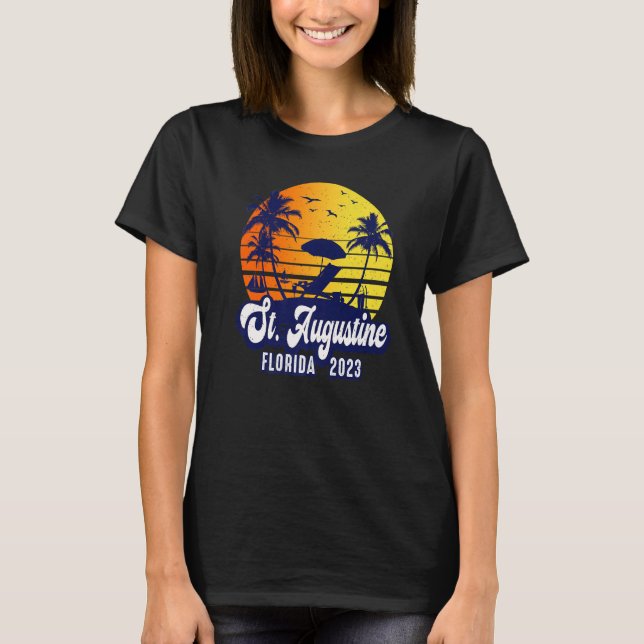 St. Augustine 2023 Florida Sunset Beach Retro Prem T Shirt (Framsida)