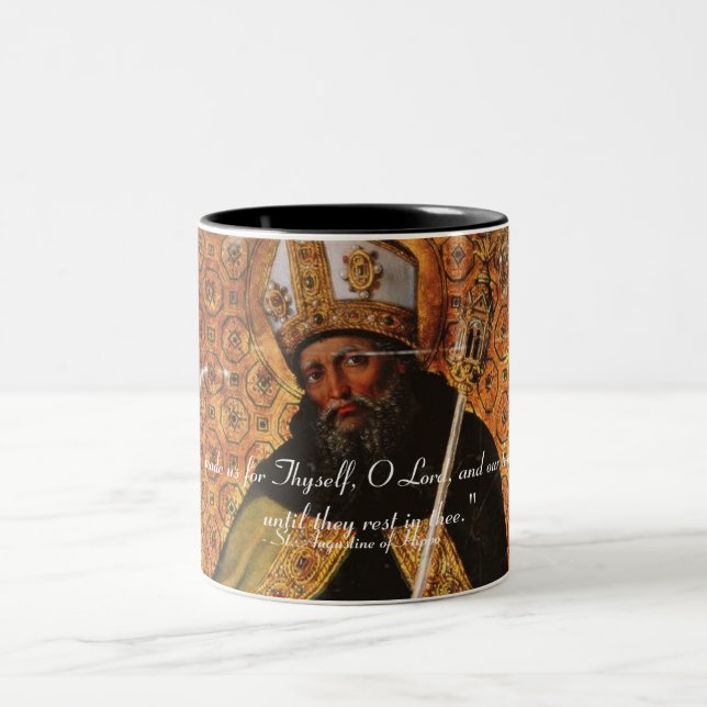 St Augustine av flodhästen våra hjärtor Två-Tonad Mugg (Center)