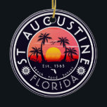 St Augustine Beach Florida Handflatan Träd Retro S Julgransprydnad Keramik<br><div class="desc">De här anpassade St Augustine Florida Retro 60-talet Handflatan träd Souvenirs. Sankt Augustine Florida, återstrandsöarna. Resedesign för sommar-älskare. Den här vintagen är en underbar helgdag-, födelsedag- och sommarsemesterpresentidé. - Du kan anpassa mallen genom att lägga till en namn i din stad eller på din ort, året och lägga till text...</div>