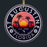 St Augustine Beach Florida Handflatan Träd Retro S Julgransprydnad Keramik<br><div class="desc">De här anpassade St Augustine Florida Retro 60-talet Handflatan träd Souvenirs. Sankt Augustine Florida, återstrandsöarna. Resedesign för sommar-älskare. Den här vintagen är en underbar helgdag-, födelsedag- och sommarsemesterpresentidé. - Du kan anpassa mallen genom att lägga till en namn i din stad eller på din ort, året och lägga till text...</div>