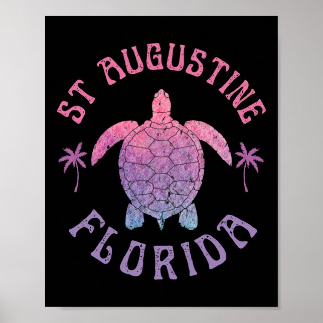St Augustine Beach Florida Sea Turtle Summer Vacat Poster (Framsidan)