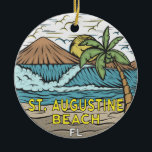 St Augustine Beach Florida Vintage Julgransprydnad Keramik<br><div class="desc">Sankt illustrationen Augustine Beach hand plockade med berg och oceanen vågar i bakgrunden. Perfekt för alla som kärlek att besöka Sankt Augustine Beach.</div>