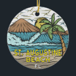St Augustine Beach Florida Vintage Julgransprydnad Keramik<br><div class="desc">Sankt illustrationen Augustine Beach hand plockade med berg och oceanen vågar i bakgrunden. Perfekt för alla som kärlek att besöka Sankt Augustine Beach.</div>