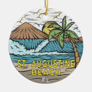 St Augustine Beach Florida Vintage Julgransprydnad Keramik