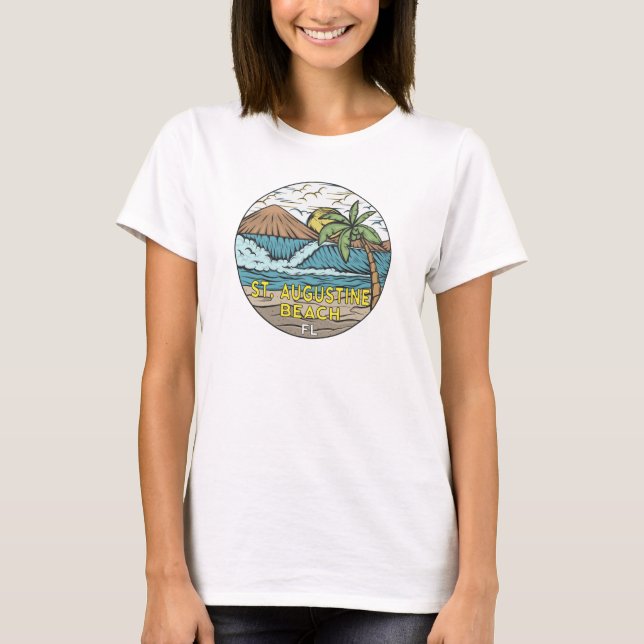St Augustine Beach Florida Vintage T Shirt (Framsida)