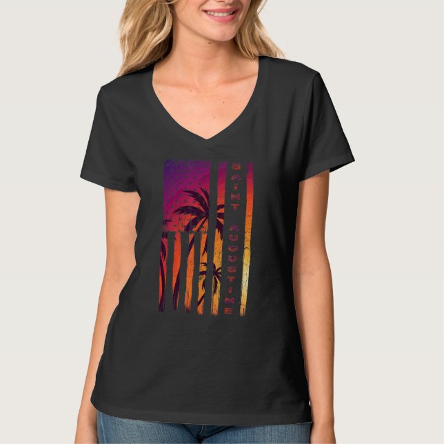 St Augustine Beach Vacation Florida Sunset Handfla T Shirt (Framsida)