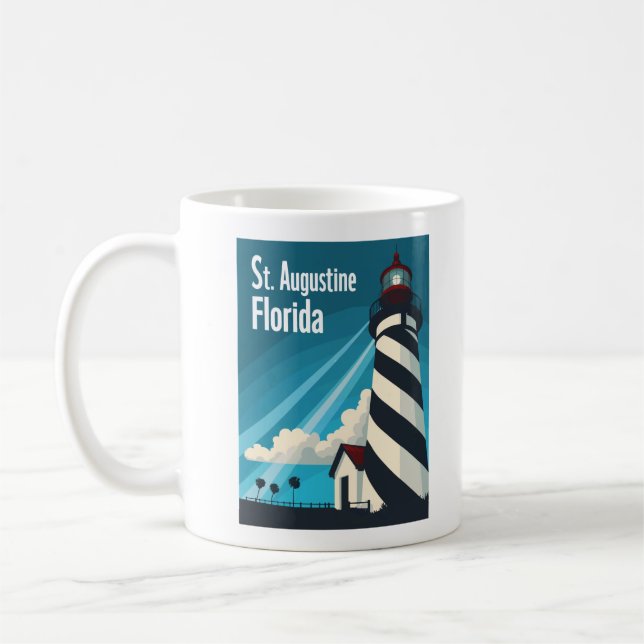 St Augustine FL - fyr på Anastasia Island Kaffemugg (Vänster)