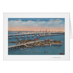 St Augustine, FL - View of Bridge of Lejon Hälsningskort