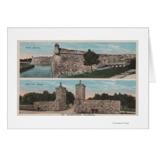St Augustine, FL - Vy of Ft. Marion & City Hälsningskort