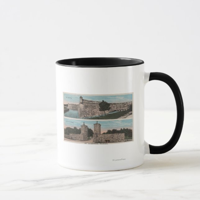 St Augustine, FL - Vy of Ft. Marion & City Mugg (Höger)
