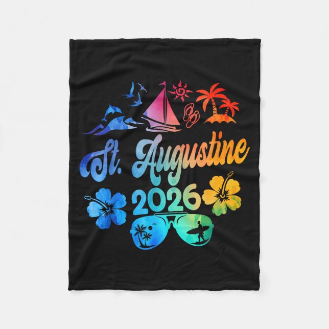 St. Augustine Florida 2026 Vacation Tie Dye Summer Fleecefilt (Framsidan)