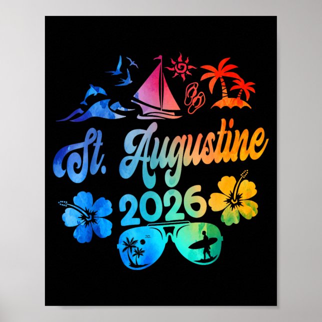 St. Augustine Florida 2026 Vacation Tie Dye Summer Poster (Framsidan)