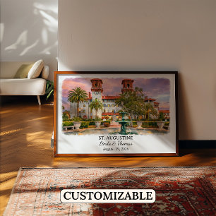 St. Augustine Florida Affisch, Akvarell, Anpassad Poster