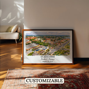 St. Augustine Florida Affisch, Akvarell, Anpassad Poster