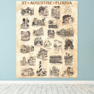 St Augustine, Florida Art Poster Canvastryck