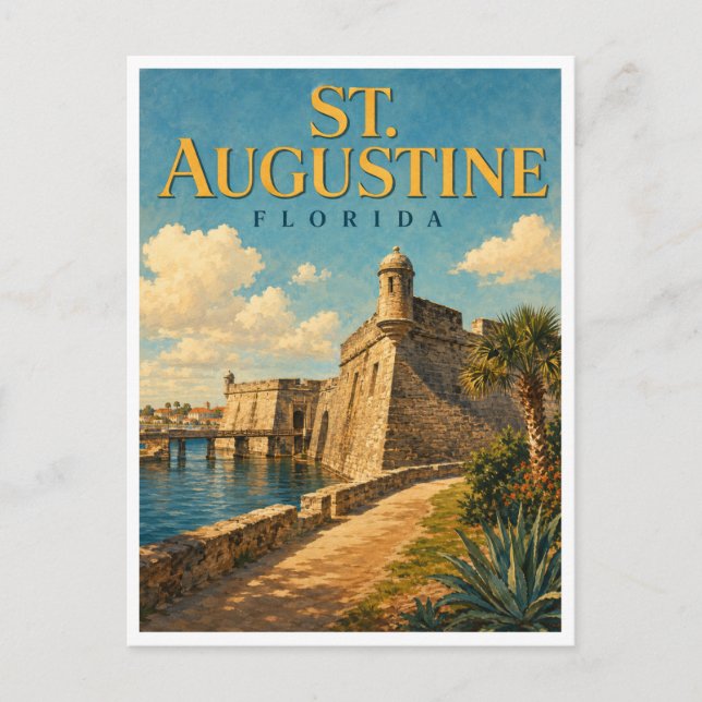 St. Augustine Florida Castillo GeoSaga Vykort (Framsida)