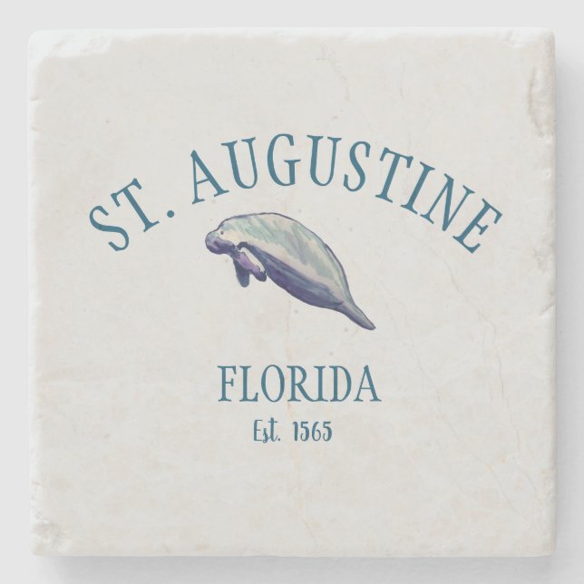 St Augustine Florida Est Beach Manatee Stenunderlägg (Framsidan)