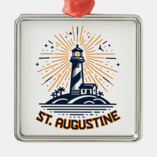 St. Augustine Florida Fyrtorn Soluppgång Julgransprydnad Metall