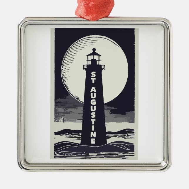 St. Augustine Florida Lighthouse Moon Julgransprydnad Metall (Framsidan)