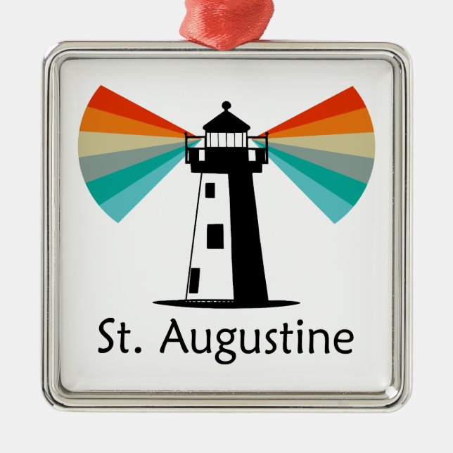 St. Augustine Florida Lighthouse Rainbow Julgransprydnad Metall (Framsidan)