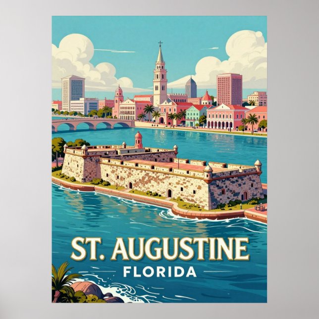 St. Augustine Florida Resa Historisk Stad 🏰 Poster (Framsidan)