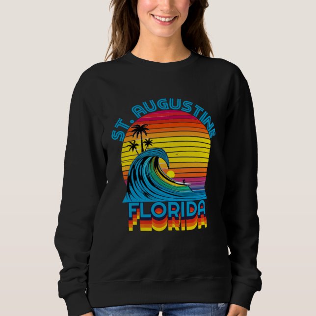 St Augustine Florida Retro Throwback Surf & Beach  T Shirt (Framsida)