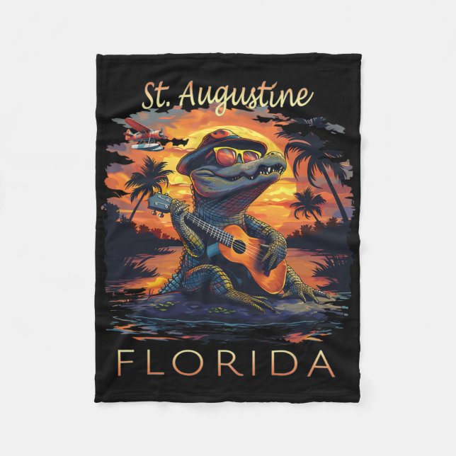 St. Augustine Florida Semester Cute Alligator  Fleecefilt (Framsidan)