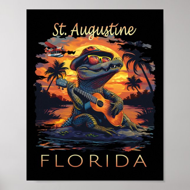 St. Augustine Florida Semester Söt Alligator  Poster (Framsidan)