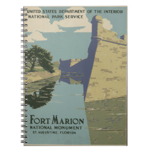 St. Augustine Florida Spanska Fort Poster Anteckningsbok Med Spiral