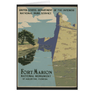 St. Augustine Florida Spanska Fort Poster Hälsningskort
