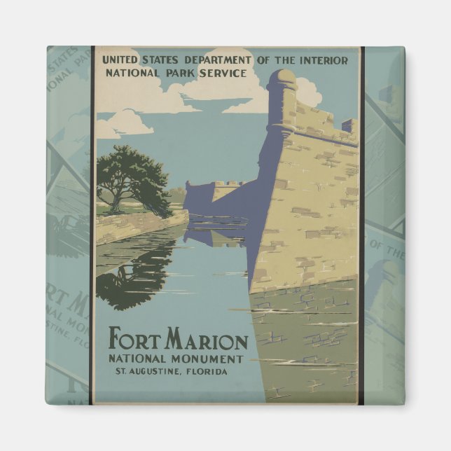 St. Augustine Florida Spanska Fort Poster Magnet (Framsidan)