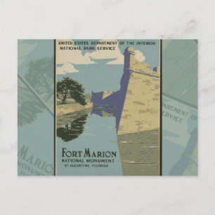 St. Augustine Florida Spanska Fort Poster Vykort